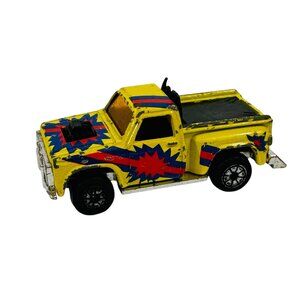 Vintage Yellow Diecast Truck Toy W/ Red & Blue Graphics